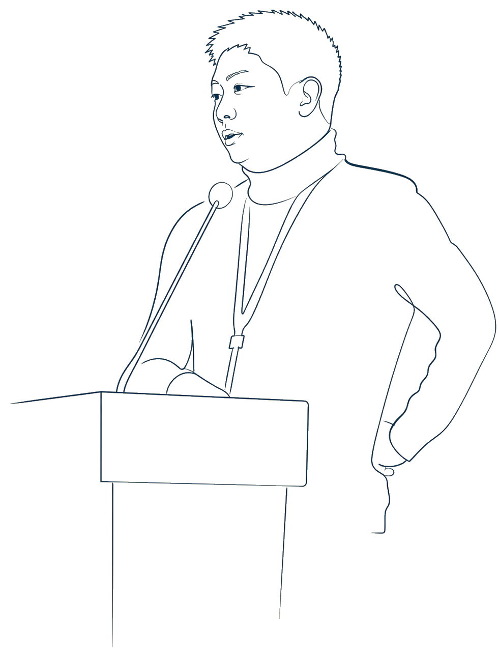 Abstract line portrait of Hong-Wei Zhang giving a mathematics talk